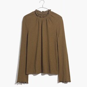 Madewell Texture & Thread Ruffle Mock Neck Top XS
